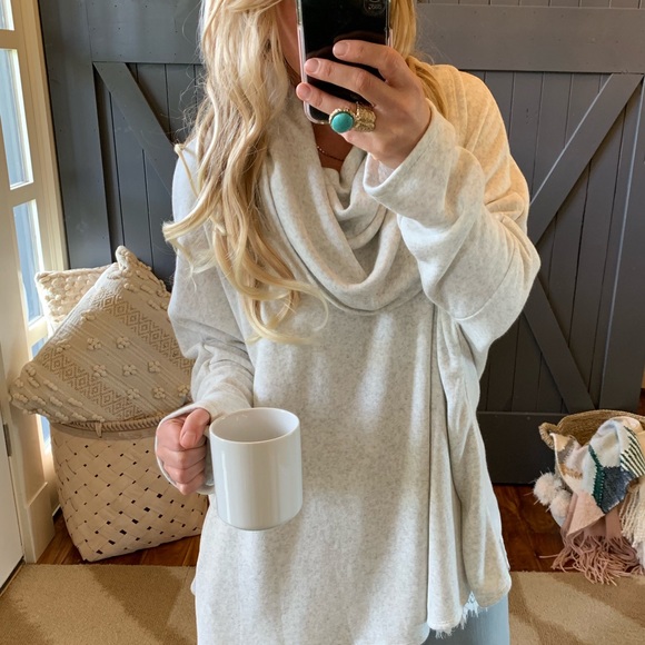 Figleaffashion Sweaters - Plus Size Mock Neck Cozy Fleece Tunic Sweater